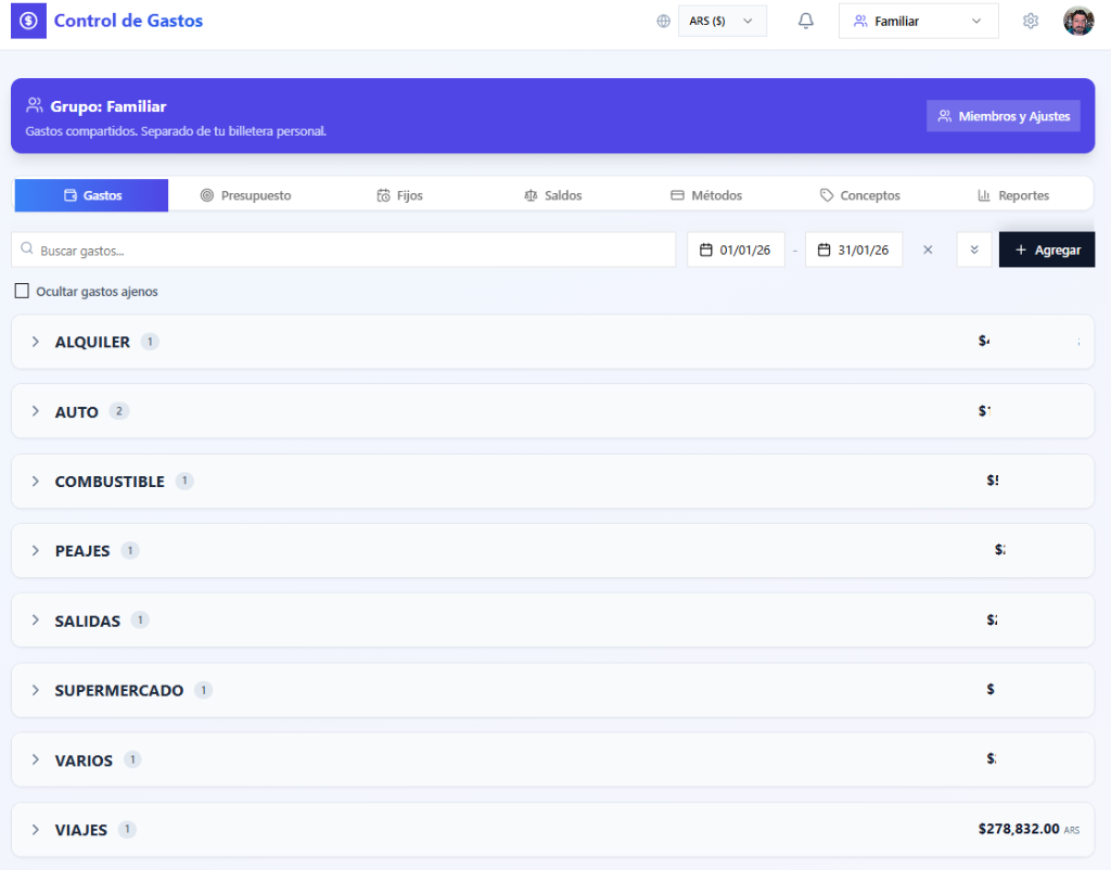 Control de Gastos - Gastos