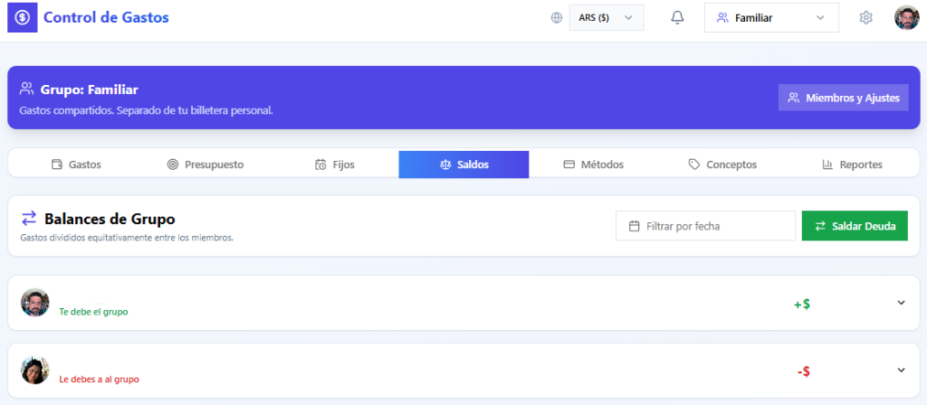 Control de Gastos - Saldos