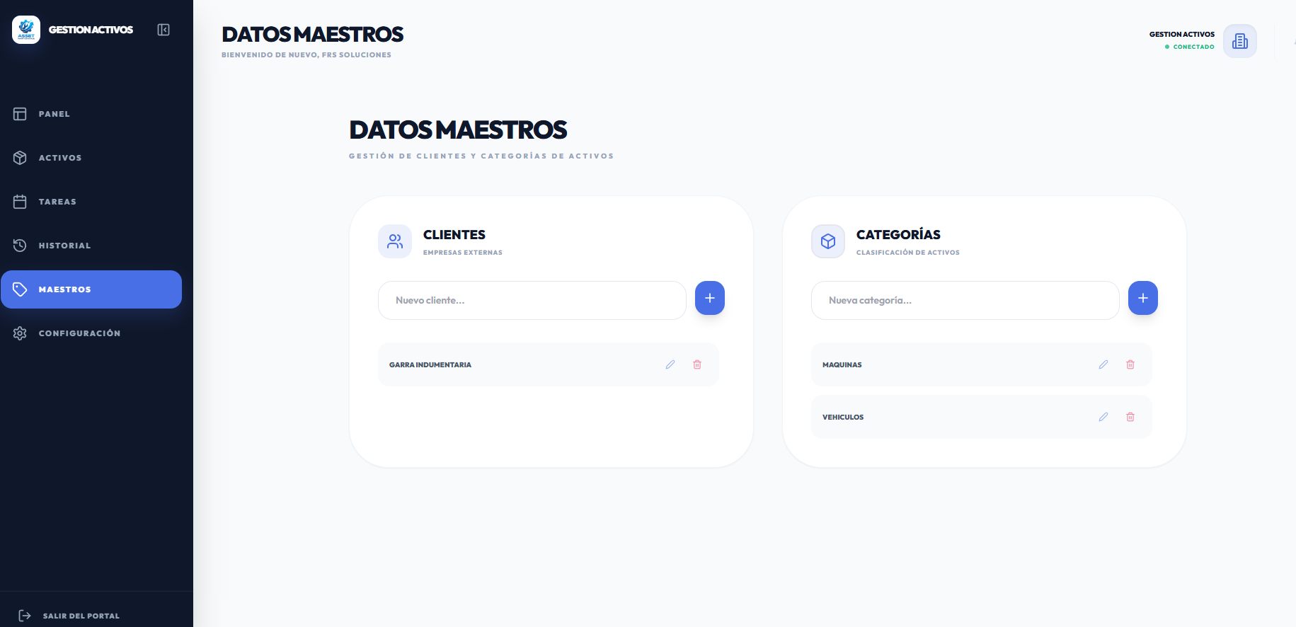 Gestión de Activos - Maestros